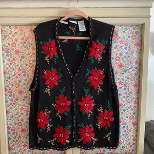 Ugly Christmas Poinsettia Vest